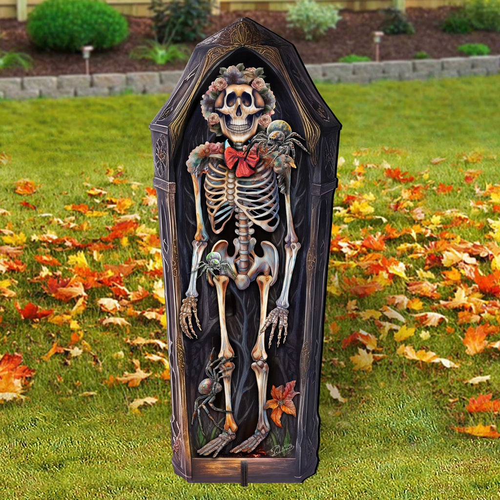 Halloween Skeleton Coffin Freestanding Decor - Halloween Garden Decor by G. Debrekht - Halloween Decor- 8652797F