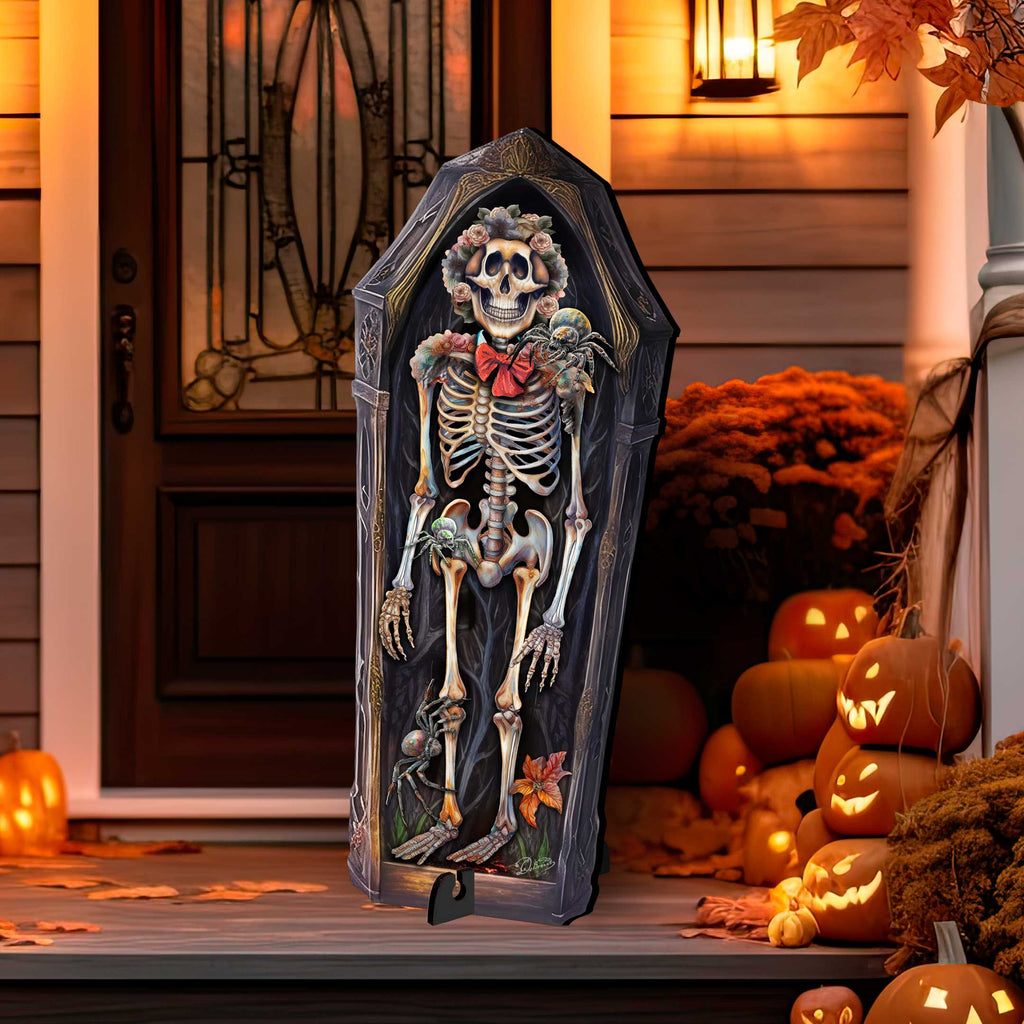 Halloween Skeleton Coffin Freestanding Decor - Halloween Garden Decor by G. Debrekht - Halloween Decor- 8652797F