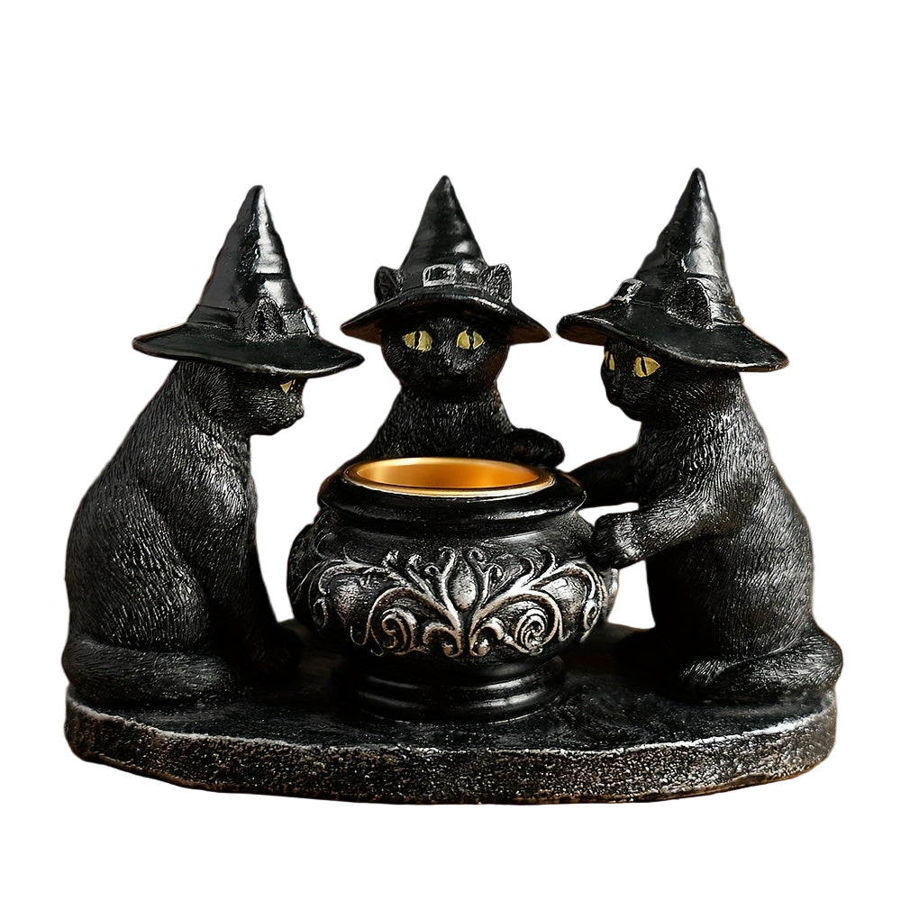 Halloween Witch Cat Sculpture Figurine